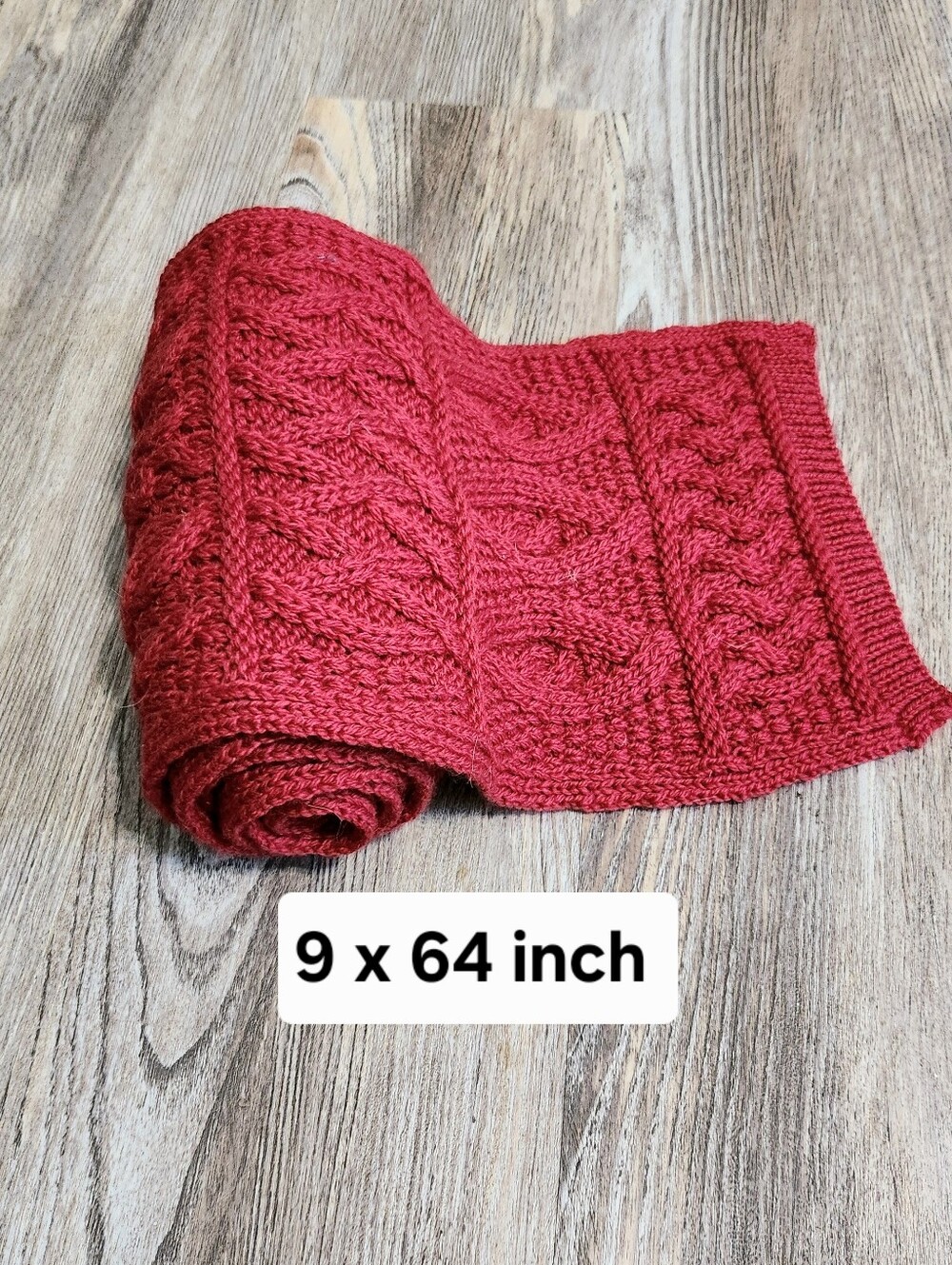 Aran Crafts Wool Honeycomb Red Scarf Unisex Ireland 64x9 Inch Cable Knit Celtic - Picture 5 of 11